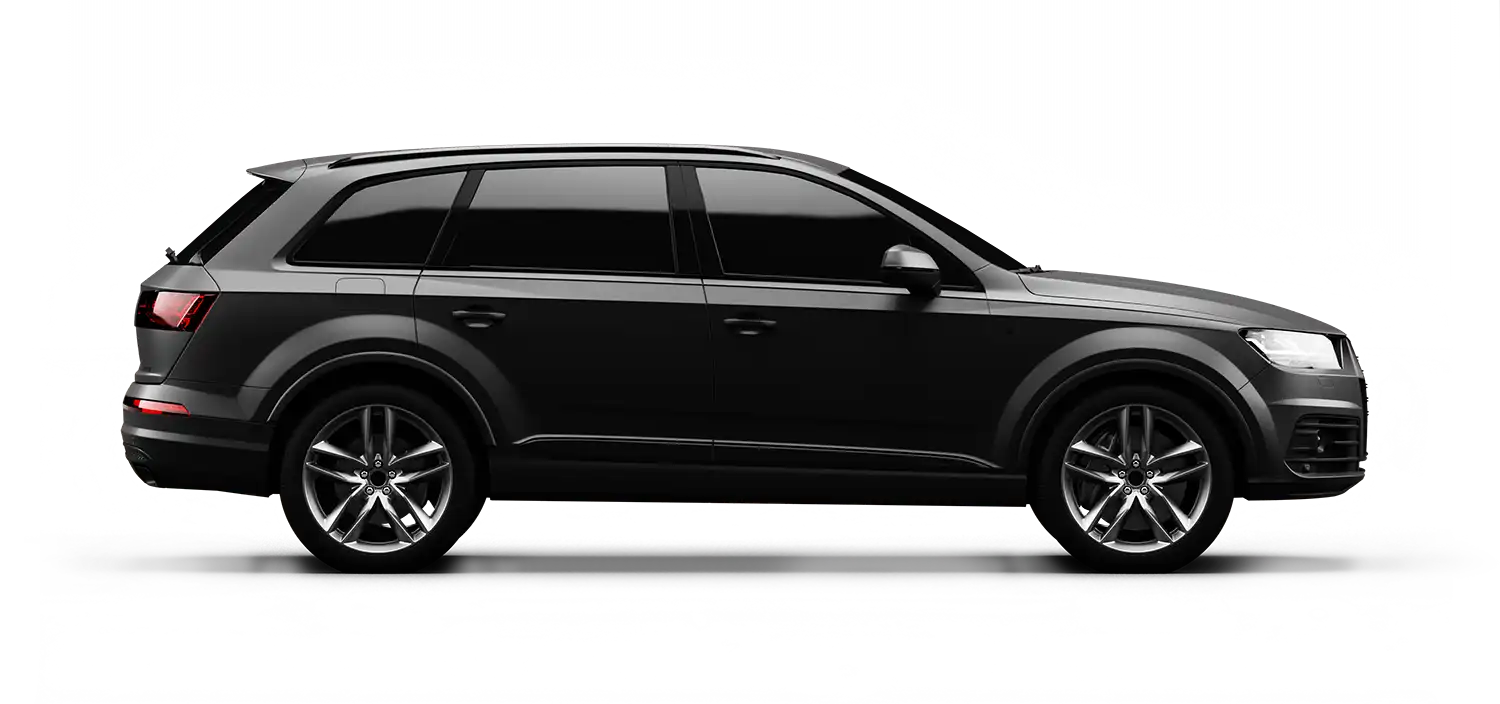 SUV Sport Luxus Auto teures Fahrzeug matt schwarz Seitenansicht Transport Kabine